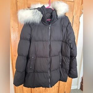 Sam Edelman Black Puffy Jacket W/Removable Fur Lined Hood   NWT Size XL